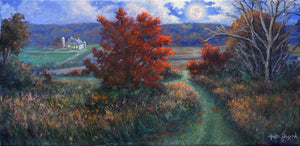 Hans Eric Olson: "Full Moon Over the Driftless Area, Galena, IL" Oil Painting