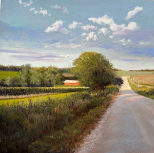 Marcia Wegman: "Iowa: Country Road In Summer" Framed Pastel
