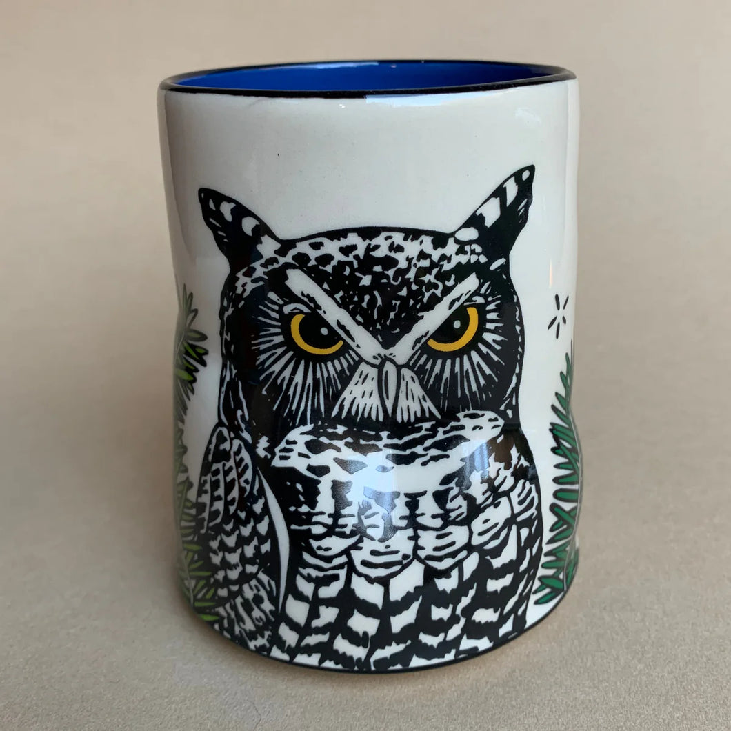 The Bowl Maker: Lucky Great Horned Owl Cup - Extra Large