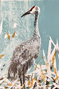 Amy Dobrian: "Sandhill Crane, March #1" Framed Monotype