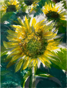Amy Dobrian: "Sunflower #14" Framed Monotype