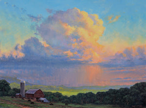 Hans Eric Olson: "Evening Thunderstorm over Driftless Area, Galena" oil painting