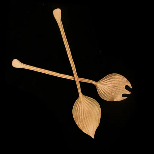 Michael Michaud: Antique Brass Hosta Serving Set