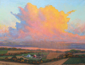 Hans Eric Olson: "Thunderstorm over the Mississippi, Ball Town, IA" oil painting