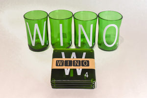 Glass, ArtTech Studios; "WINO" Green Coasters
