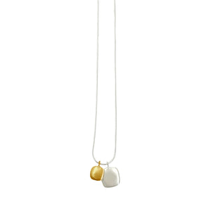 Philippa Roberts: 2 Puffy Squares Necklace Silver/Gold