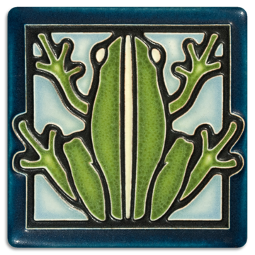 Motawi Tile: 4x4 Frog - Light Blue