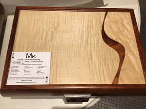 Wood included in this piece:  Bubinga (Africa), Birdseye Maple, Curly Maple, Wenge (Africa)