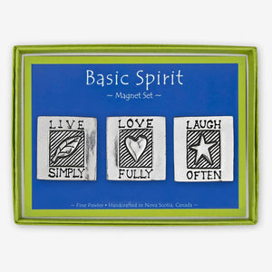 Basic Spirit: Rectangle Magnet Set "Live Simply, Love Fully, Laugh Often"
