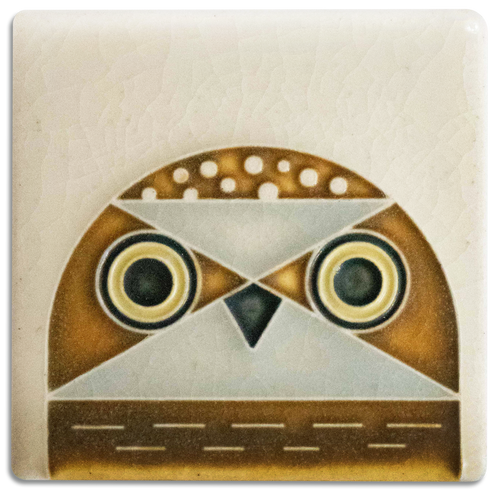 Motawi Tile: 3x3 Owlet - Cream