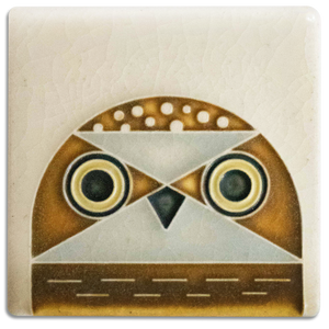 Motawi Tile: 3x3 Owlet - Cream