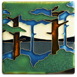 Motawi Tile: 4x4 Pine Landscape - Valley (Summer)