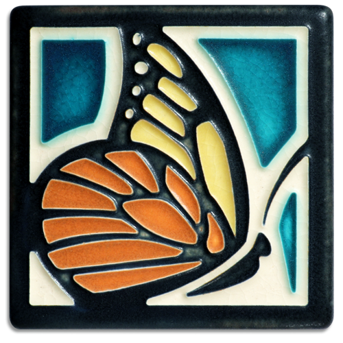 Motawi Tile: 4x4 Butterfly Turquoise