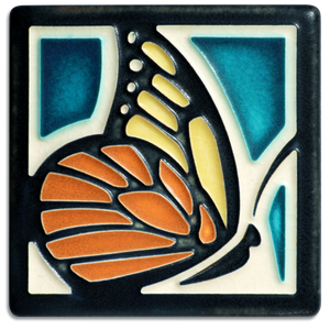 Motawi Tile: 4x4 Butterfly Turquoise