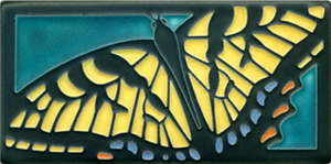 Motawi Tile: 4x8 Swallowtail Butterfly - Turquoise