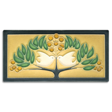 Motawi Tile: 4x8 Lovebirds Green Oak