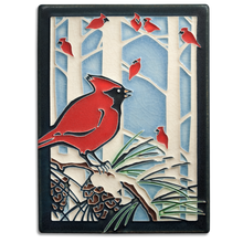 Motawi Tile: 6x8 Winter Cardinals