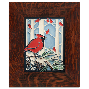 Motawi Tile: 6x8 Winter Cardinals