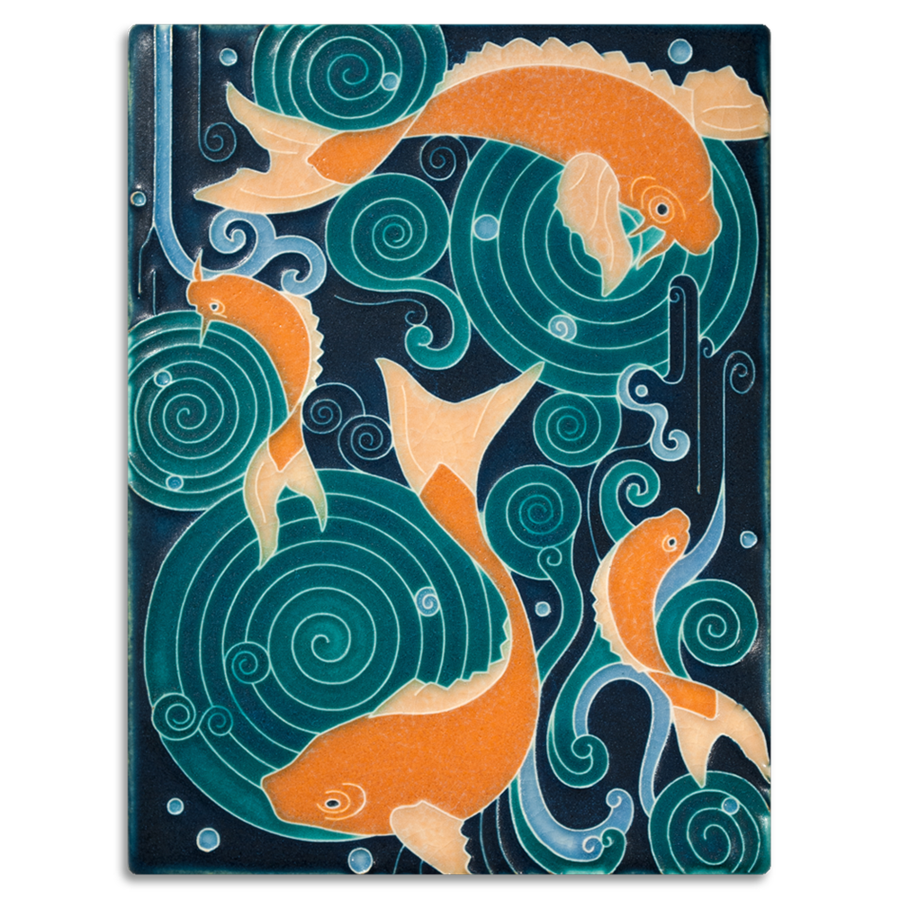 Motawi Tile: 6x8 Koi Pond - Turquoise