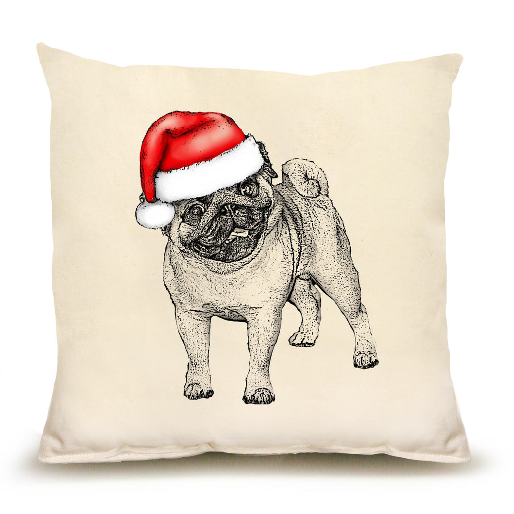 Eric and Christopher: Medium Santa Pug Pillow