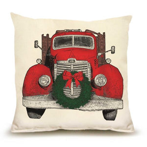 Eric and Christopher: Medium Truck with Wreath Pillow