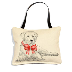 Eric & Christopher: Yellow Lab with Ribbon Ornament