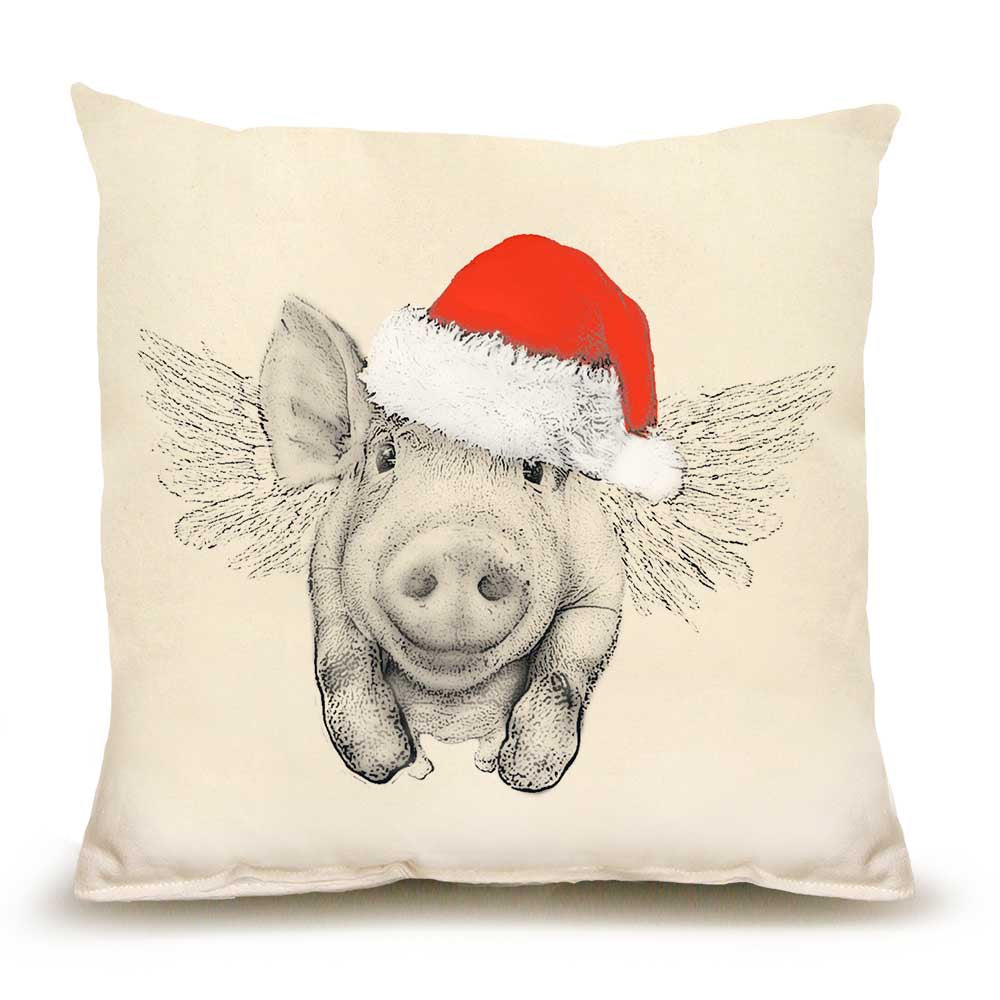 Eric and Christopher: Medium Santa Flying Pig Pillow