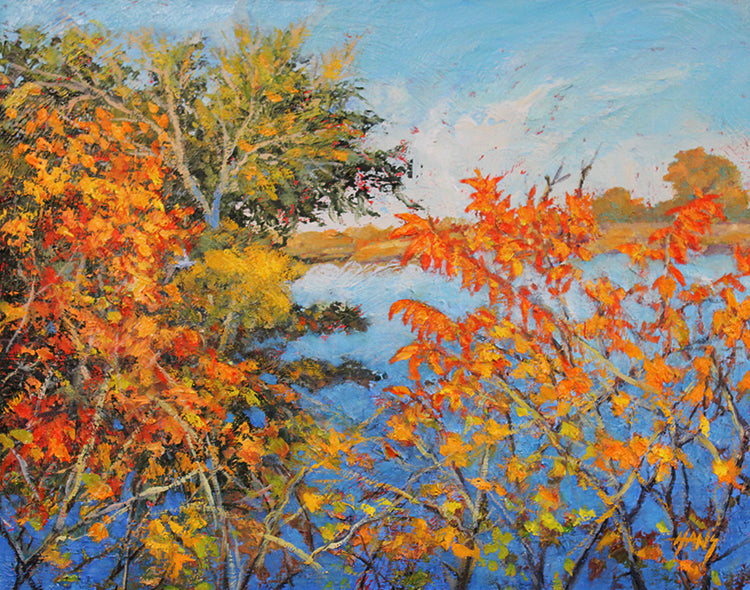 Hans Eric Olson: Fall Colors Surrond Pleasant Lake