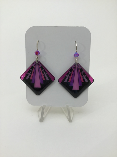 Karon Killian: Geometric Lines Square Earrings