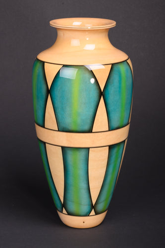 Steve Sinner & Joe Meirhaeghe: Maple Circus Pattern Blue Yellow Vessel 297