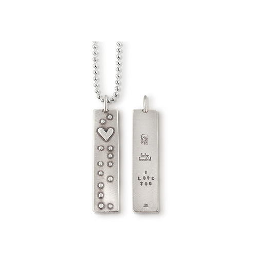 Kathy Bransfield: Pendant with Chain-Braille I Love You