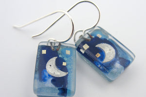 Momo: "Blue Moon" Dangle Earrings