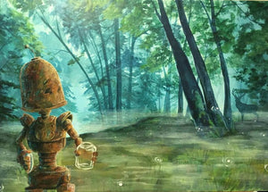 Lauren Briere - Robots In Rowboats: "Misty Forest Bot" Print