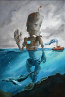 Lauren Briere - Robots In Rowboats: "Tug Bot" Print