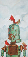 Lauren Briere - Robots In Rowboats: "Flock of Cardinals Bot" Print