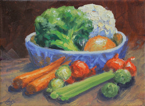 Hans Eric Olson: "Oil Study #6 Vegetables" Oil Painting