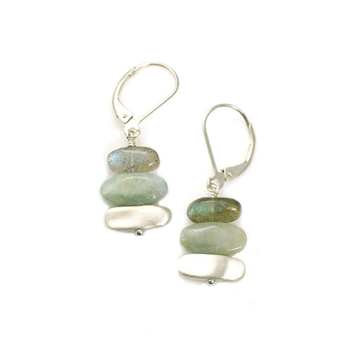 Philippa Roberts: Labradorite & Aqua Nugget Sterling Silver Earrings
